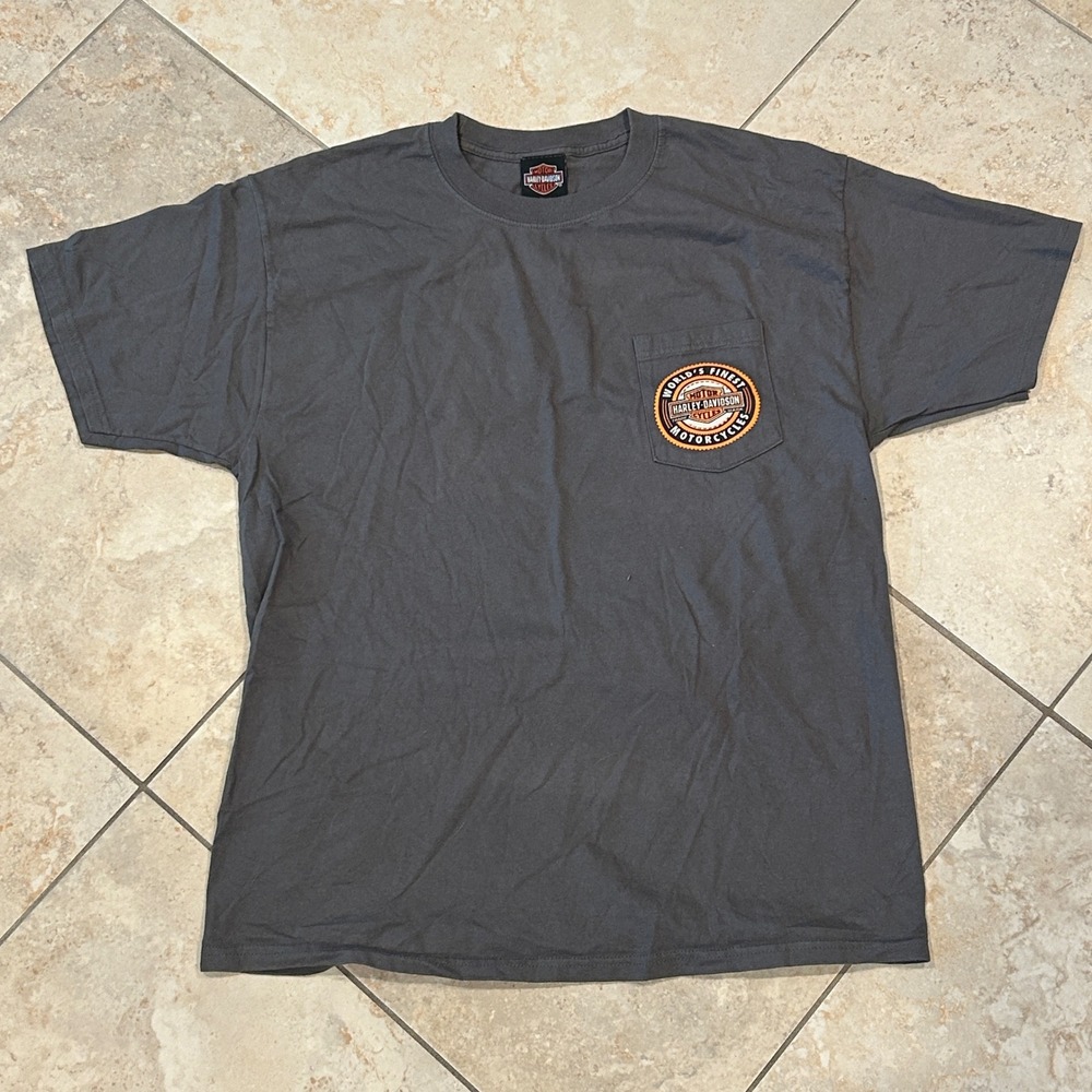 Harley Davidson Motorcycles Shirt Mens Large Grey Pike Peak Colorado Hanes Beefy